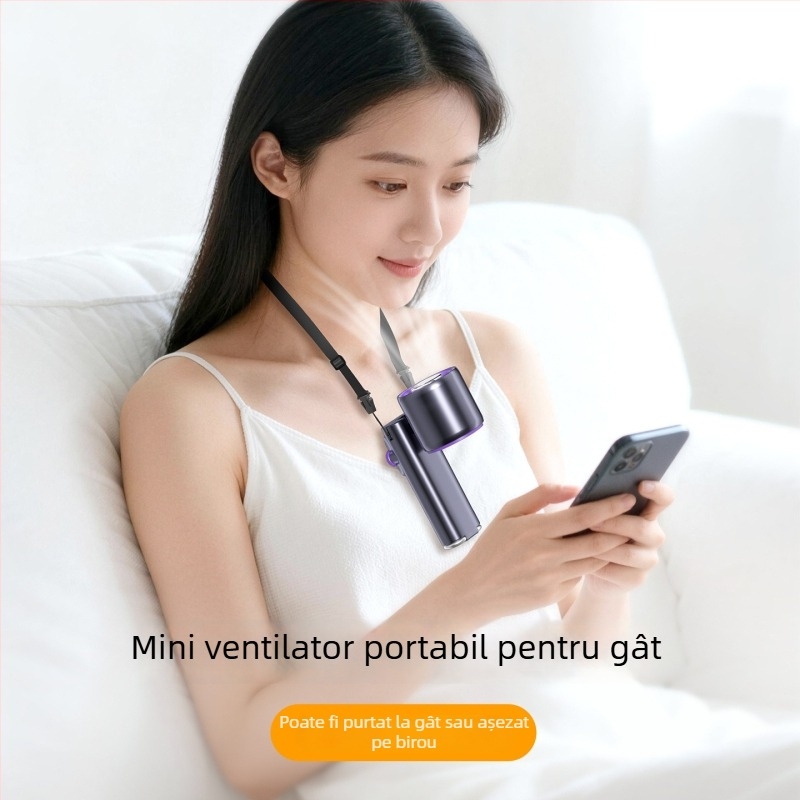 Ventilator USB portabil cu răcire cu gheață, mâner, design turbina pliat, ventilator mini pentru exterior, 6 palete, baterie încorporată 4000–6000 mAh, alimentare USB, funcționare silențioasă