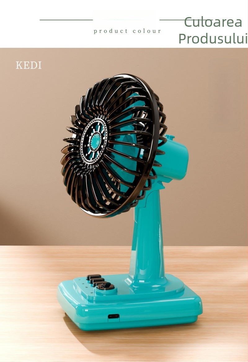 Ventilator de birou retro, reîncărcabil, compact și portabil, pentru birou și casă