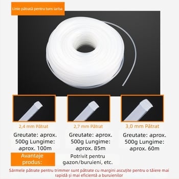 Linii de tăiere rezistente pentru mașina de tuns iarbă — accesorii universale pentru grădină, linie de tăiere în spirală cu dinți și funie de tăiere