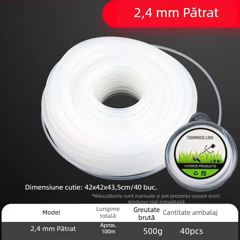 Linii de tăiere rezistente pentru mașina de tuns iarbă — accesorii universale pentru grădină, linie de tăiere în spirală cu dinți și funie de tăiere
