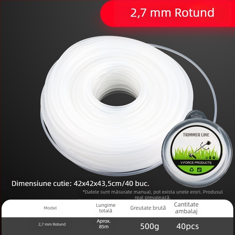 Linii de tăiere rezistente pentru mașina de tuns iarbă — accesorii universale pentru grădină, linie de tăiere în spirală cu dinți și funie de tăiere