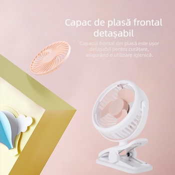 Ventilator mini USB, fixare cu clips pentru birou sau cămin studențesc, silențios, reîncărcabil
