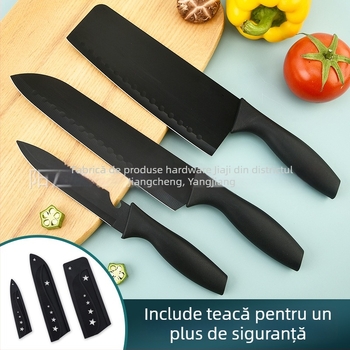 Set de 7 cuțite de bucătărie din oțel inoxidabil, cu strat antiaderent