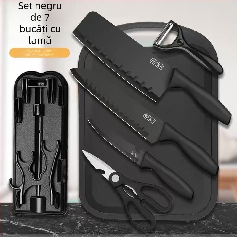 Set de 7 cuțite de bucătărie din oțel inoxidabil, cu strat antiaderent