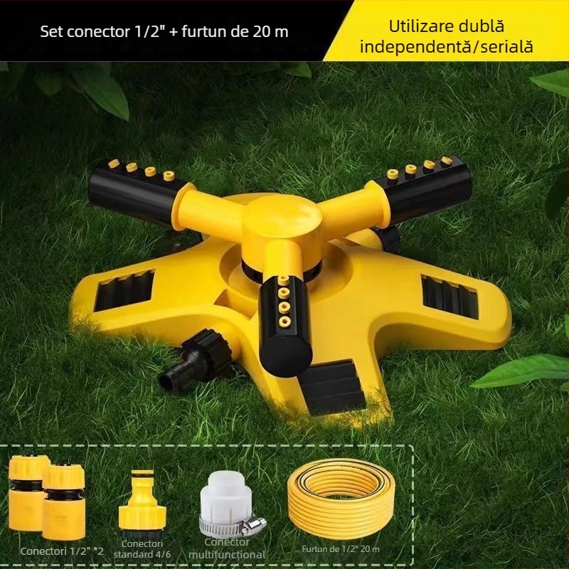 Stropitor rotativ la 360° pentru grădină, irigare automată și amenajare peisagistică