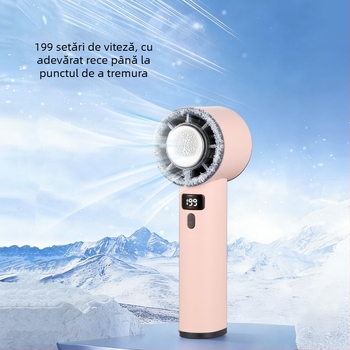 Ventilator USB portabil pentru mână și birou, cu răcire prin gheață, 4 palete, 4 viteze, baterie încorporată 1000–1200 mAh