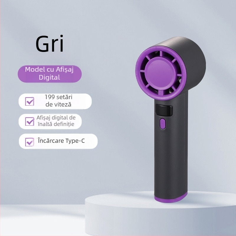 Ventilator USB portabil pentru mână și birou, cu răcire prin gheață, 4 palete, 4 viteze, baterie încorporată 1000–1200 mAh