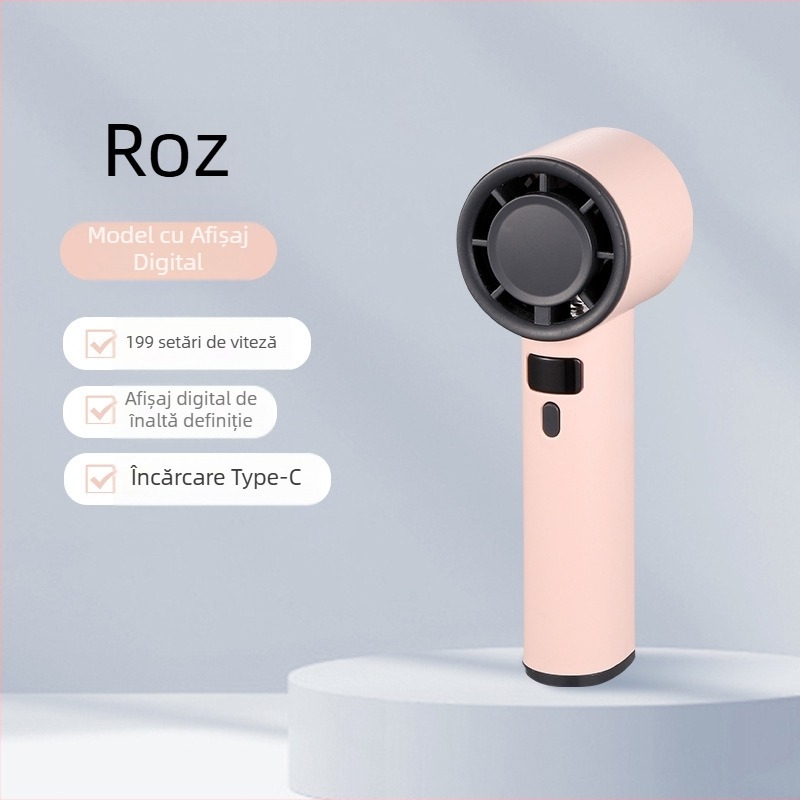 Ventilator USB portabil pentru mână și birou, cu răcire prin gheață, 4 palete, 4 viteze, baterie încorporată 1000–1200 mAh