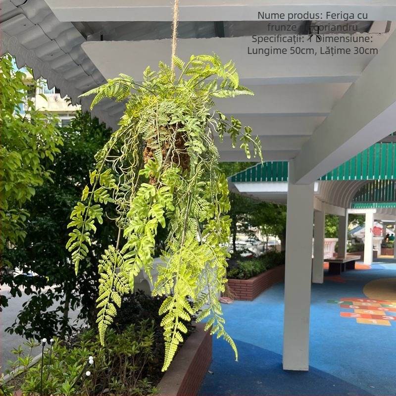 Plantă artificială atârnată — iarbă persiană, dungă albastre și albe, viță decorativă
