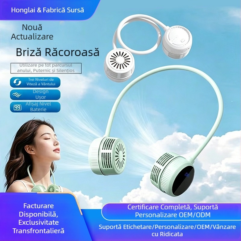 Ventilator pliabil pentru gât, ventilator portabil pentru exterior, electric, silențios, fără palete, mic ventilator