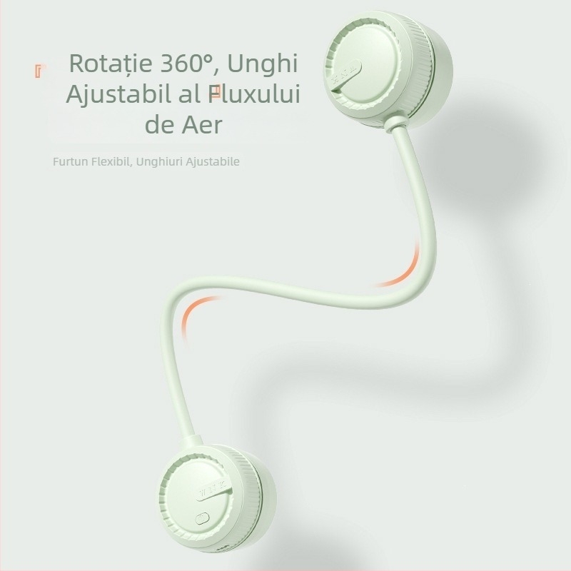 Ventilator pliabil pentru gât, ventilator portabil pentru exterior, electric, silențios, fără palete, mic ventilator