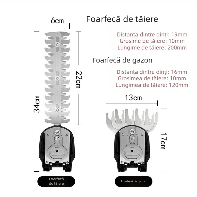 Unealtă de grădină compactă, cu baterie litiu: tăietor pentru gard viu, foarfecă de tăiere și tăietor de iarbă
