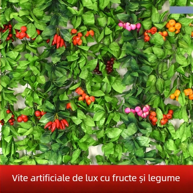 Viță artificială de ratan, 2,1 m lungime, cu frunze verzi și flori de mătase – decor de tavan