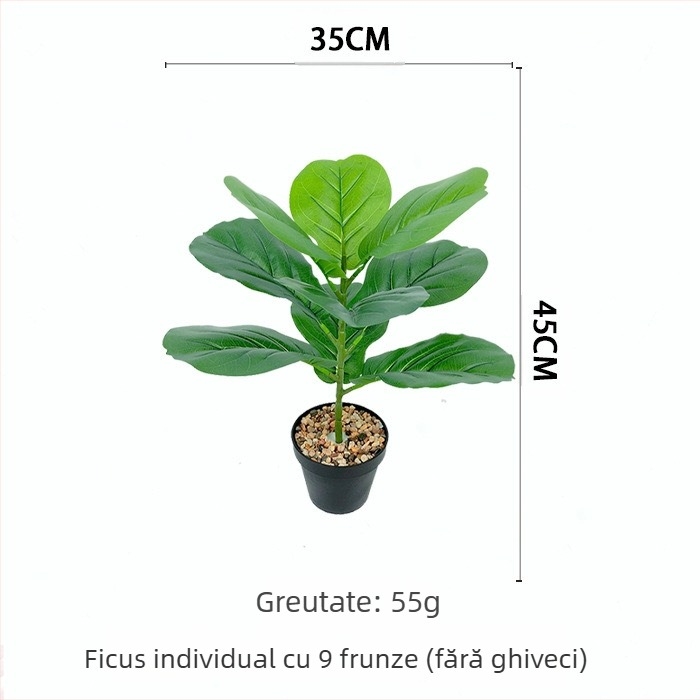 Fiddle-leaf fig artificial în stil nordic, plantă în ghiveci pentru interior, arbore mare de podea pentru decorul pereților