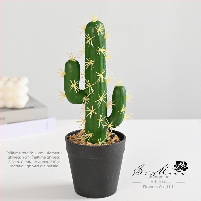 Mini bonsai cu cactus tropical artificial, decor pentru casă