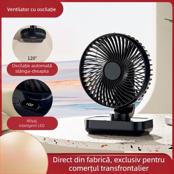 Ventilator de birou cu cap rotativ, ventilator mic USB pentru cămine studențești, funcționare silențioasă, autonomie lungă