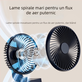 Ventilator de birou cu cap rotativ, ventilator mic USB pentru cămine studențești, funcționare silențioasă, autonomie lungă