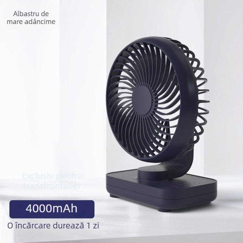 Ventilator de birou cu cap rotativ, ventilator mic USB pentru cămine studențești, funcționare silențioasă, autonomie lungă