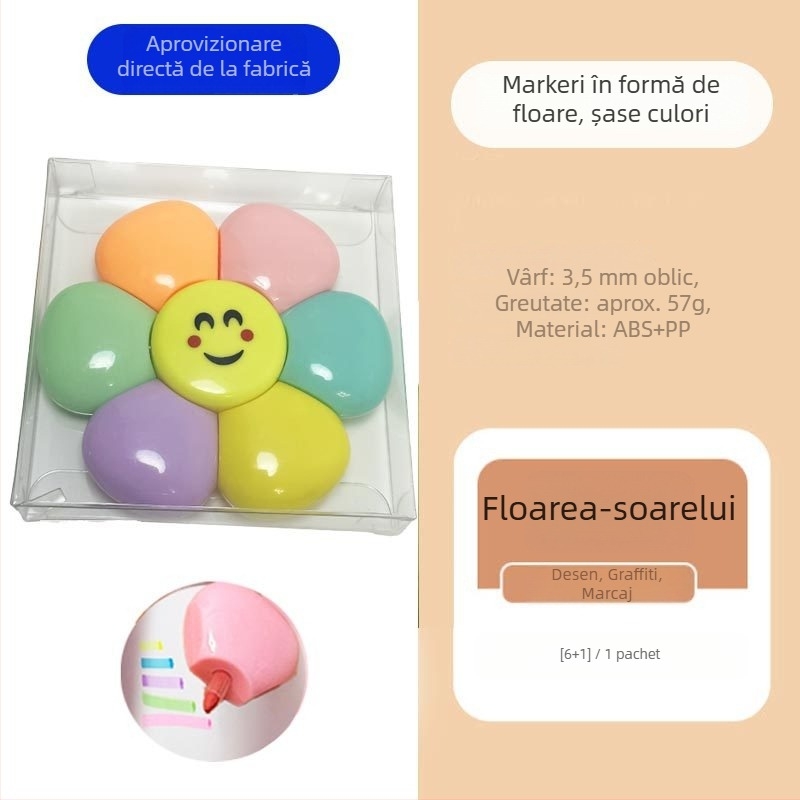 Marker Morandi cu floarea-soarelui pentru desen și jurnal – design floral, cadou pentru copii