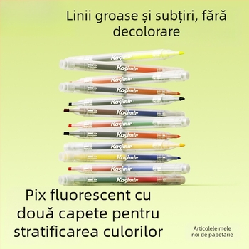 Marker dublu vârf cu culori suprapuse, protecție pentru ochi, pentru elevi, capacitate mare, uscare rapidă