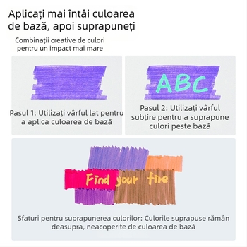 Marker dublu vârf cu culori suprapuse, protecție pentru ochi, pentru elevi, capacitate mare, uscare rapidă
