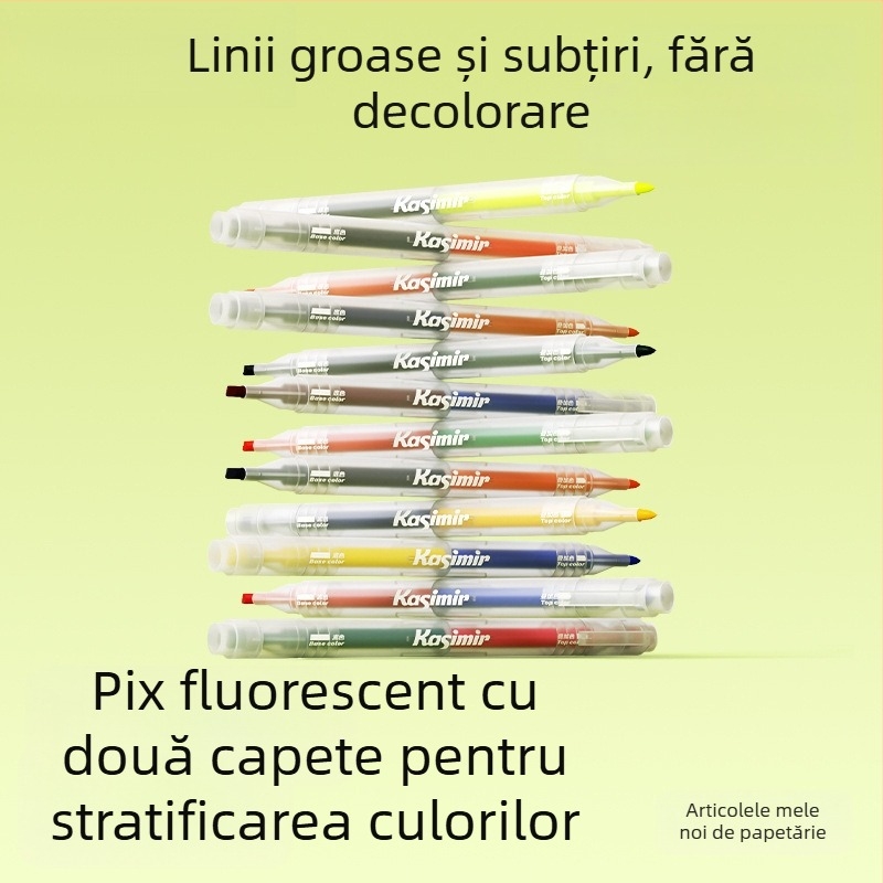 Marker dublu vârf cu culori suprapuse, protecție pentru ochi, pentru elevi, capacitate mare, uscare rapidă