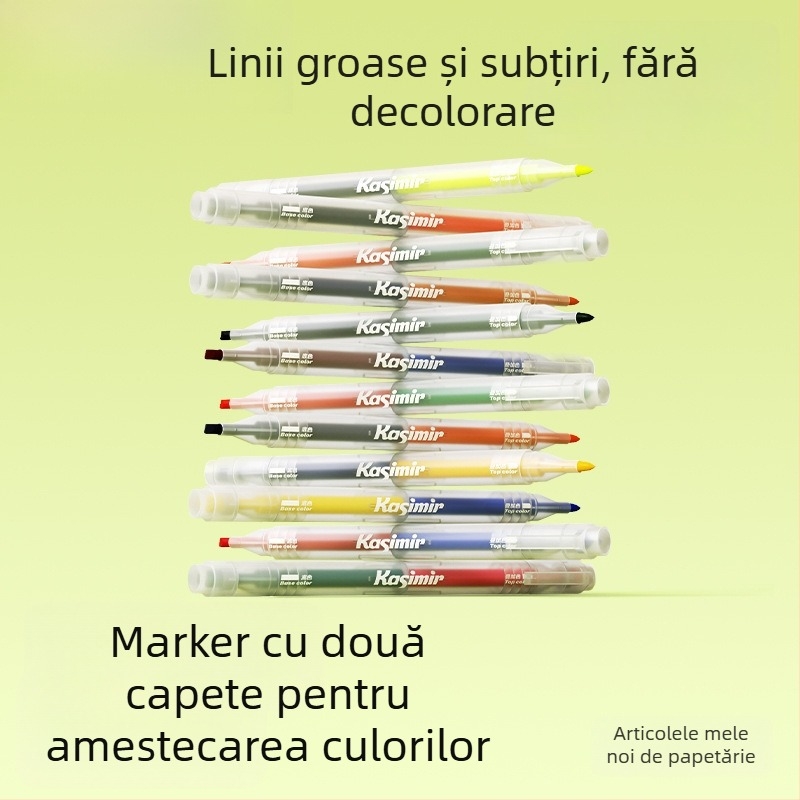 Marker dublu vârf cu culori suprapuse, protecție pentru ochi, pentru elevi, capacitate mare, uscare rapidă