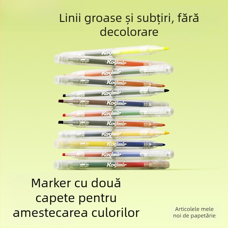 Marker dublu vârf cu culori suprapuse, protecție pentru ochi, pentru elevi, capacitate mare, uscare rapidă