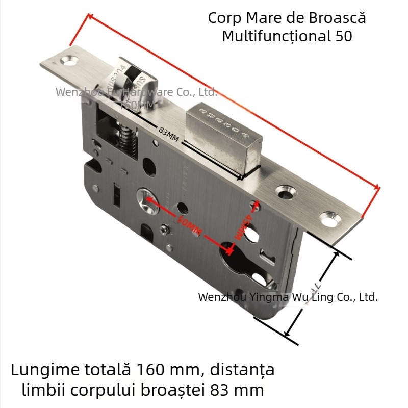 Corp de închidere din oțel inoxidabil, mic 50, multifuncțional, cu ridicare inversă, pentru uși de cameră și uși din lemn, universal