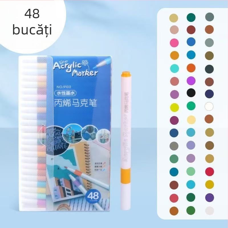 Markeri acrili pe bază de apă pentru elevi din învățământul primar, opaci, colorati, care pot fi suprapuse.