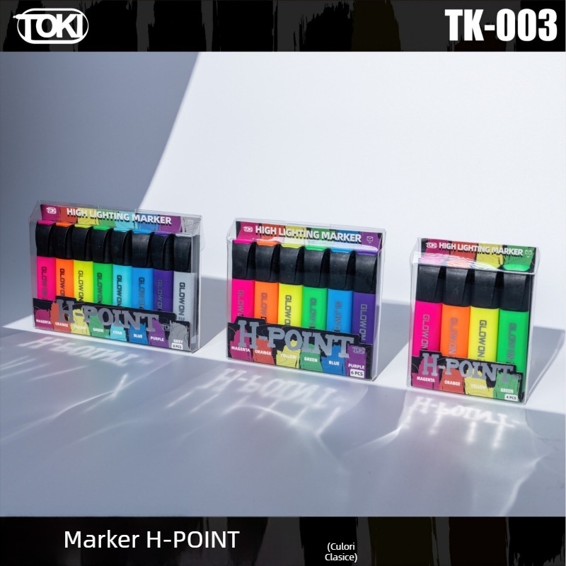 Set multicolor de markere de evidențiere și pixuri pentru elevi (4/6/8 buc.)