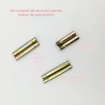 Set de mânere și accesorii pentru ușă cu țeavă de conectare, mâner cu filet extern, șuruburi și încuietoare din oțel pătrat