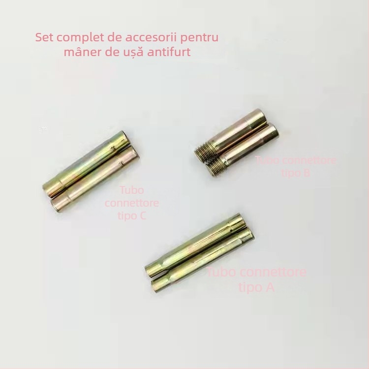 Set de mânere și accesorii pentru ușă cu țeavă de conectare, mâner cu filet extern, șuruburi și încuietoare din oțel pătrat