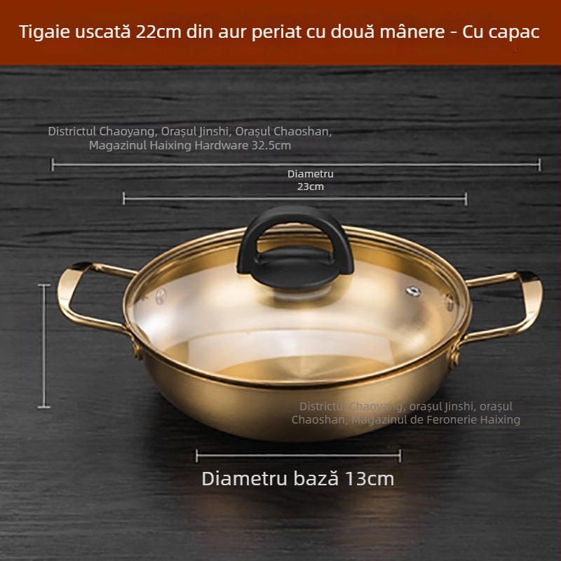 Oală pentru noodles, stil coreean, din oțel inoxidabil, 1,1–2 L, pentru plită cu gaz și inducție