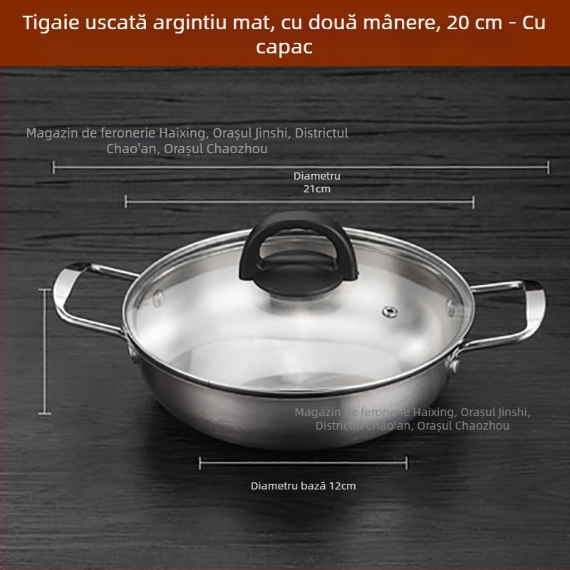 Oală pentru noodles, stil coreean, din oțel inoxidabil, 1,1–2 L, pentru plită cu gaz și inducție