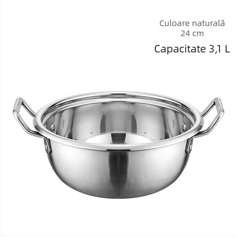 Oală de ramen coreeană, cu două mânere, din oțel inoxidabil, pentru uz casnic