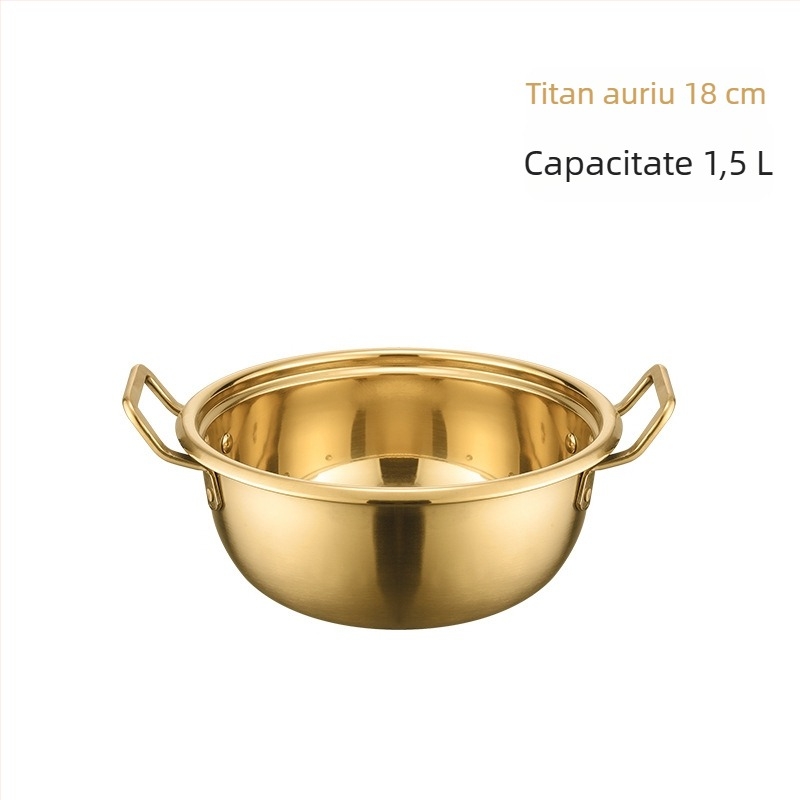 Oală de ramen coreeană, cu două mânere, din oțel inoxidabil, pentru uz casnic