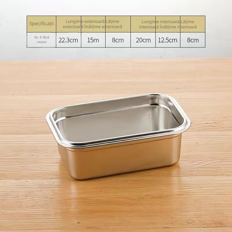 Cutie pentru prânz din oțel inox 304, cutie dreptunghiulară cu capac etanș pentru depozitare în frigider