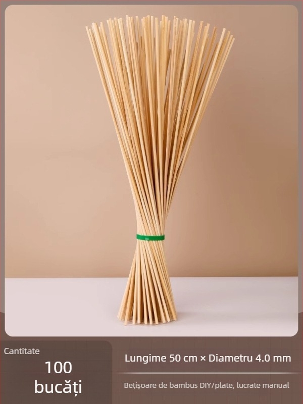 Bețișoare de bambus pentru model arhitectural DIY, lemn masiv, bețe mici rotunde subțiri