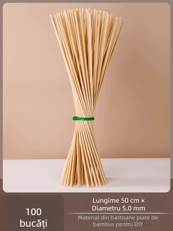 Bețișoare de bambus pentru model arhitectural DIY, lemn masiv, bețe mici rotunde subțiri