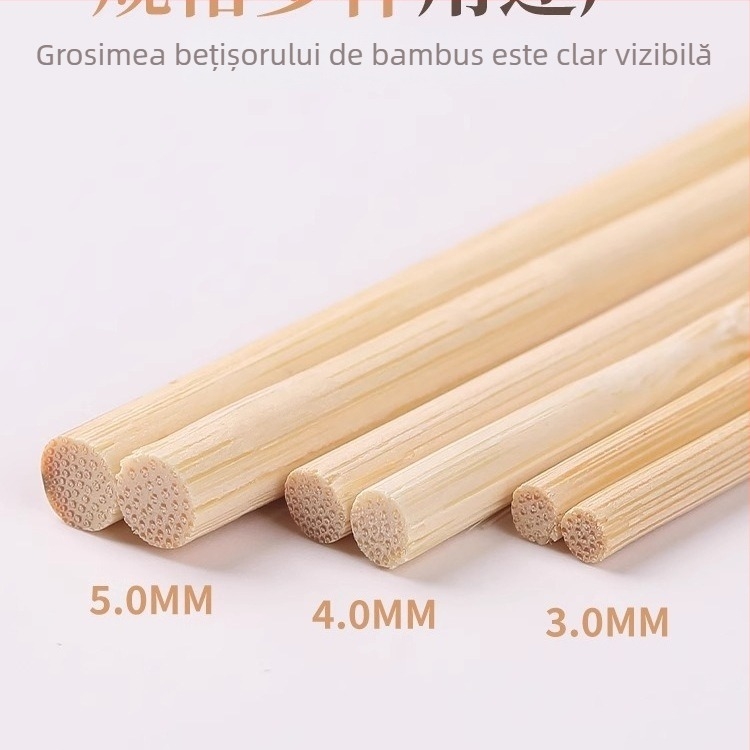 Bețișoare de bambus pentru model arhitectural DIY, lemn masiv, bețe mici rotunde subțiri