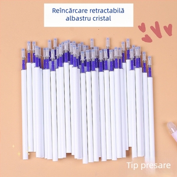 Refill de pix ștergător cu mecanism de apăsare, albastru cristal și negru cărbune, 20/50 bucăți, MoEasy refill ștergător pentru elevi din învățământ primar