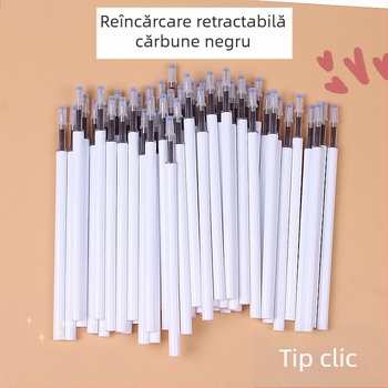 Refill de pix ștergător cu mecanism de apăsare, albastru cristal și negru cărbune, 20/50 bucăți, MoEasy refill ștergător pentru elevi din învățământ primar