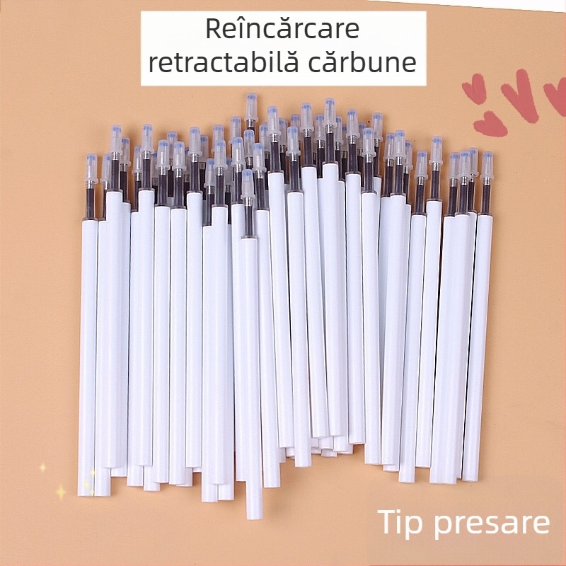 Refill de pix ștergător cu mecanism de apăsare, albastru cristal și negru cărbune, 20/50 bucăți, MoEasy refill ștergător pentru elevi din învățământ primar