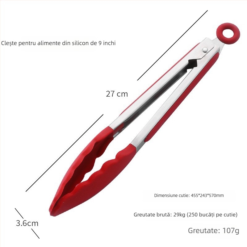 Clip de mâncare din oțel inoxidabil 430 cu silicon, pentru grătar și fripturi, ustensilă de bucătărie