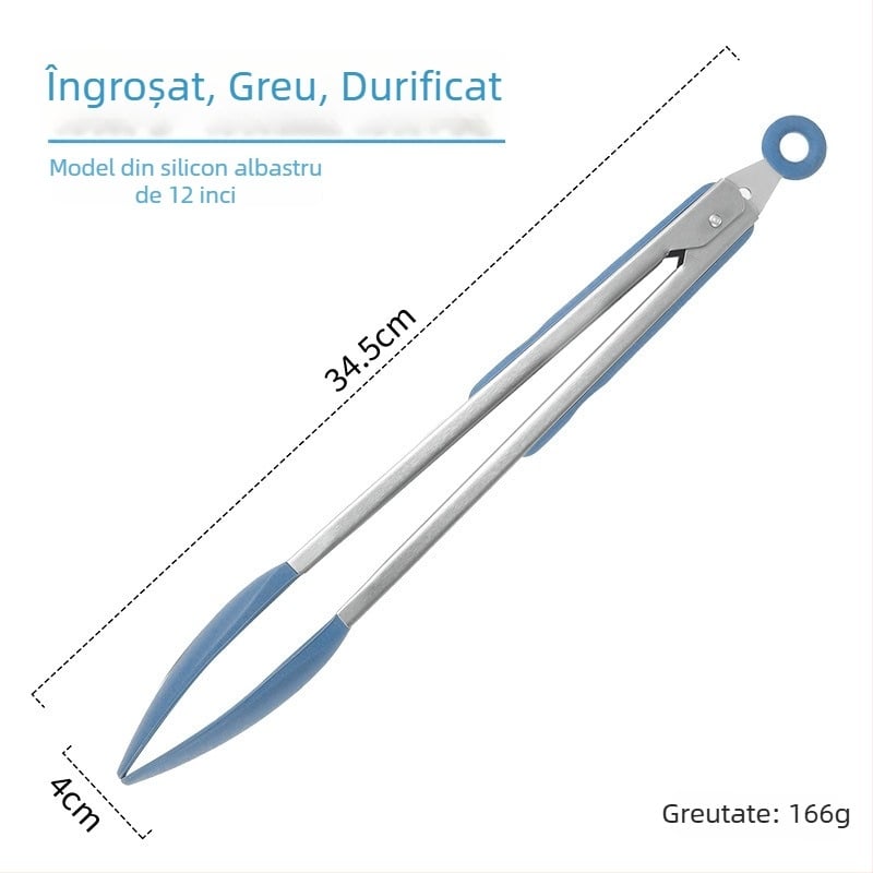 Clip de mâncare din oțel inoxidabil 430 cu silicon, pentru grătar și fripturi, ustensilă de bucătărie