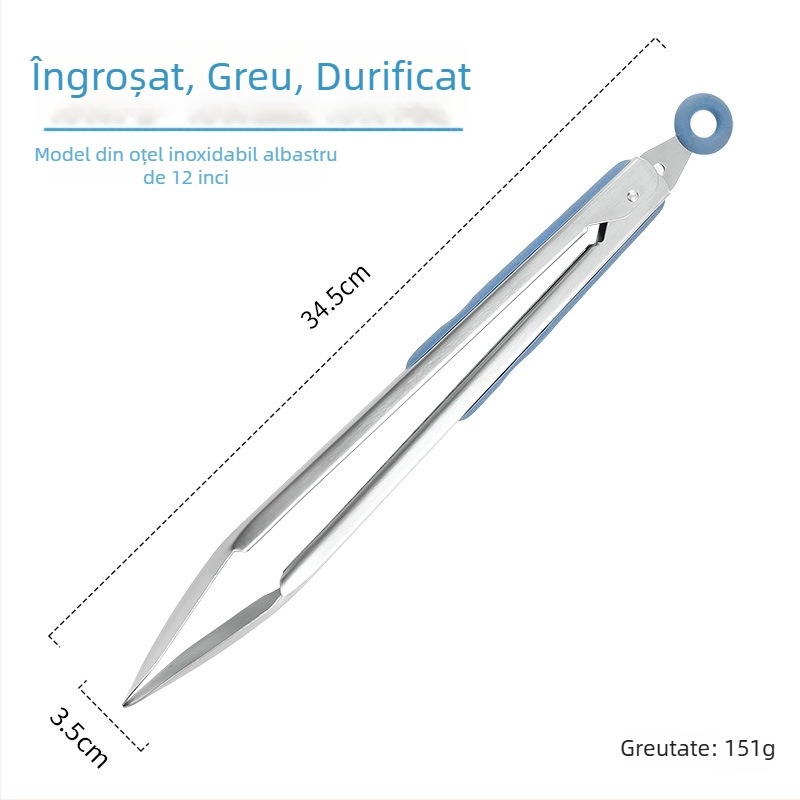 Clip de mâncare din oțel inoxidabil 430 cu silicon, pentru grătar și fripturi, ustensilă de bucătărie