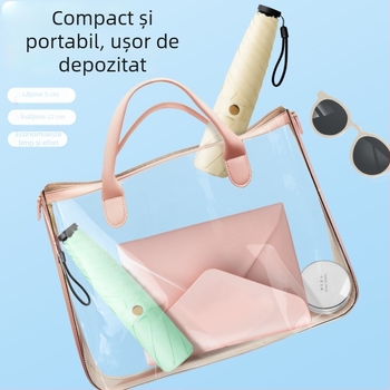 Umbrelă ultraușoară cu trei secțiuni, protecție UV, rezistentă la vânt, umbrelă publicitară cu logo imprimat, compactă