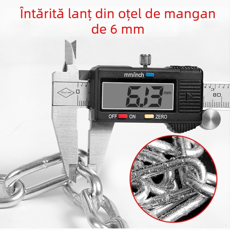 Lacăt cu lanț cu cinci cifre, lanț din oțel mangan gros, pentru biciclete și motociclete