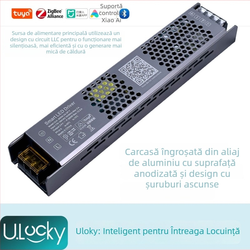 Controler LED pentru bandă cu 2 canale, transformator integrat de 220V și sursă de alimentare cu comutare, control prin aplicație